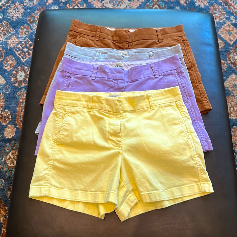 🌸 {Lot of 4} J Crew 4 inch Stretch Classic Chino Colored Shorts size 6